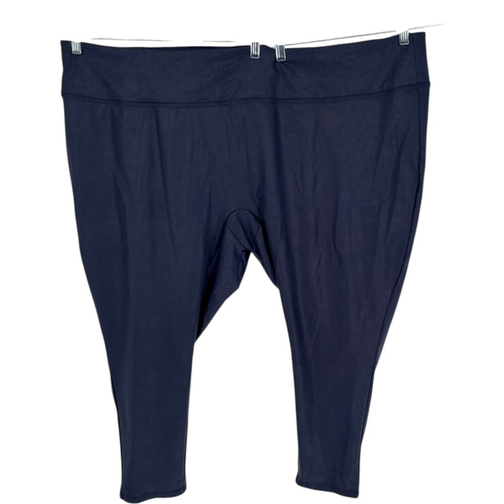 All Worthy Leggings Pants Women's Size 5X Petite Navy Blue Faux Leather Stretch